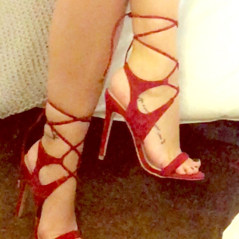 Cranberry lace up heels